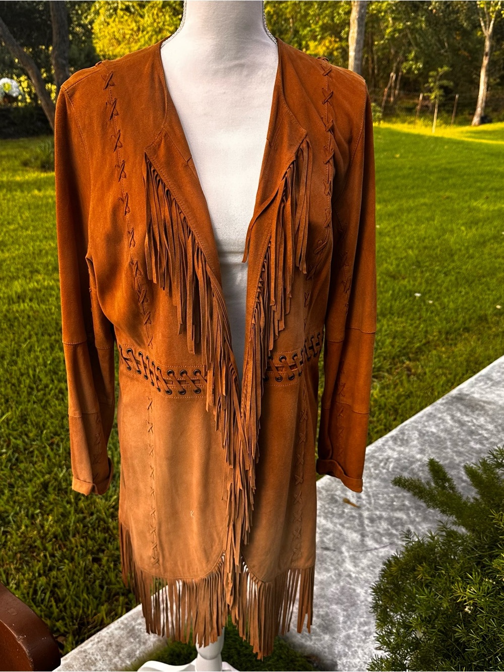 Women's Suede Fringe Leather Jacket in Rustic Brown